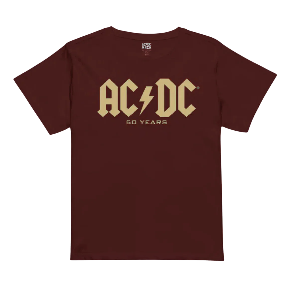 AC/DC 50 Years Logo Burgundy T-Shirt