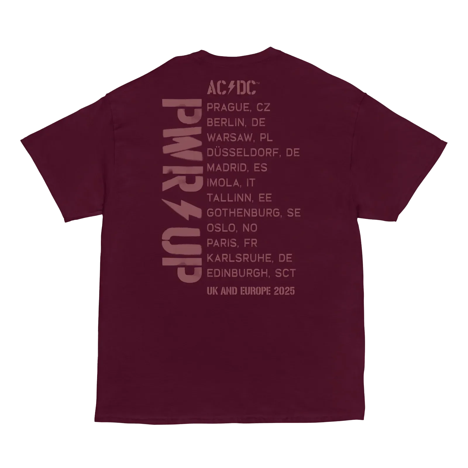 Maroon Logo PWR UP Tour T-Shirt - Image 2